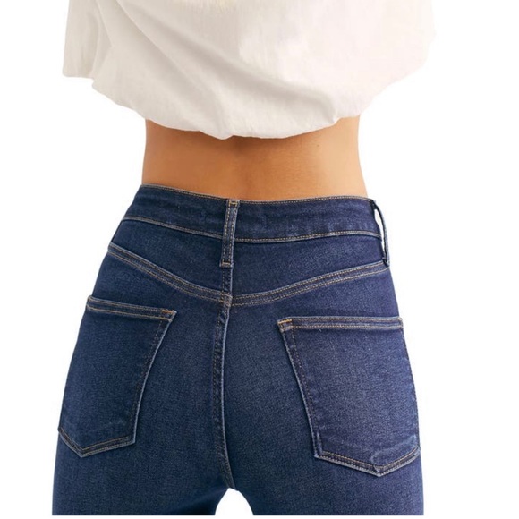 FREE PEOPLE HIGH WAIST CROP RAW HEM DENIM LEGGINGS - Picture 4 of 5